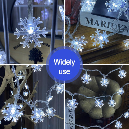 100 LED Snowflake Christmas Lights, 32ft Waterproof String Lights, 8 Modes Plug-in Fairy Lights for Indoor/Outdoor Xmas Decorations, Christmas Tree, Year (White)