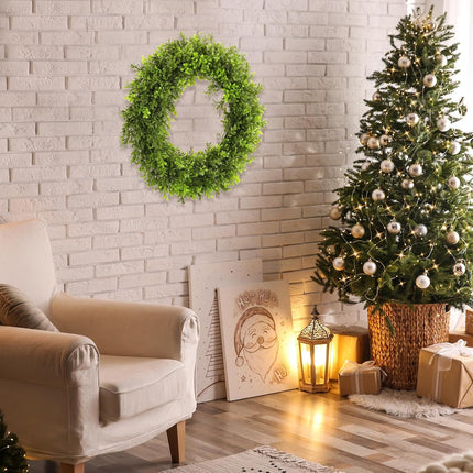 Boxwood Wreath Artificial Preserved Boxwood Wreath for Garden Front Door, The Green Boxwood Wreath Will Keep Your Door, Walls, and Windows Fresh All Year Round and is an Great Home Decor -22 INCH