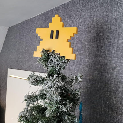 Christmas Tree Star Topper Funny Tree Decorations, Xmas Yellow Star Tree Topper for Indoor Home Holiday Party Birthday Ornament