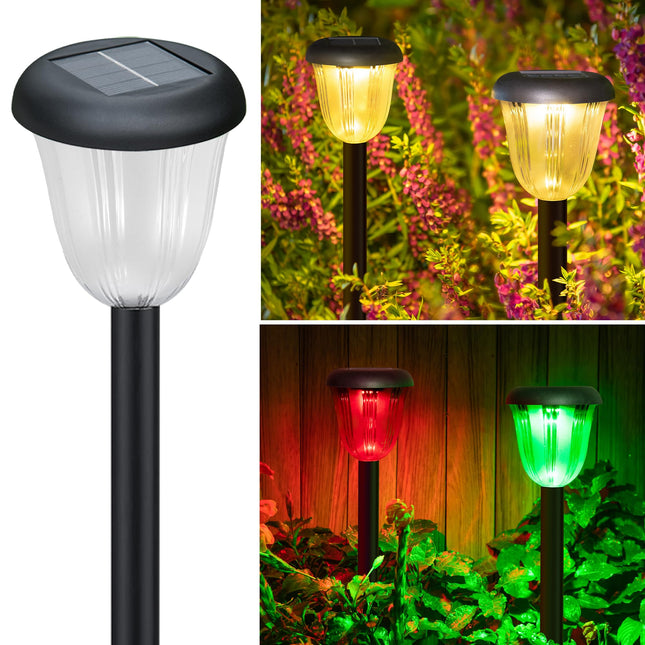 Waterproof Solar Pathway Lights Outdoor - 8 Pack Landscape Lights Solar Powered 2 Lighting Modes RGBW, Auto On/Off Solar Garden Lights for Outside, Yard, Patio Walkway Driveway