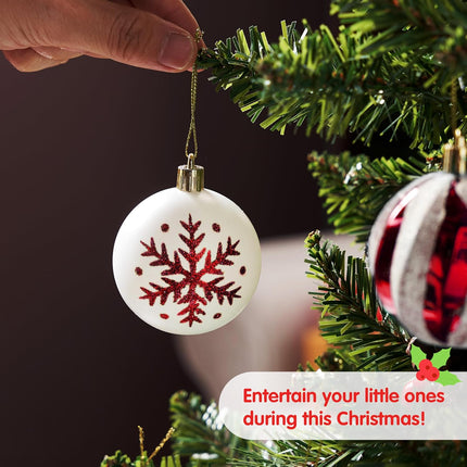 Joiedomi 36 Pcs Red and White Christmas Ball Ornaments Set, 2.36” Shatterproof Christmas Hanging Tree Decoration, Xmas Balls Ornaments for Tree Present Banister Wreath Garland Indoor Party Supplies