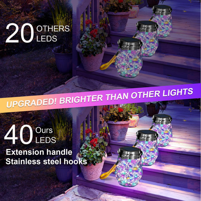 Solar Lantern, Hanging Solar Lights Outdoor Waterproof 2 Pack, d 60 LED Lanterns Decorative Outdoor, Garden Decor for Patio Path Backyard Christmas Halloween, Multicolor