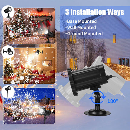 Christmas Projector Lights Outdoor, Waterproof & Adjustable LED Christmas Snowflake Projector Lights Indoor for Halloween, Christmas, Home Birthday Party and Garden Decoration