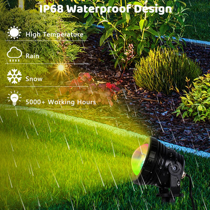 IC ICLOVER Outdoor Spot Lights, Smart APP & Remote Control Color Changing Landscape Lights, 12W LED Landscape Lighting, IP68 Waterproof RGB Outdoor Spotlights for Yard Tree Christmas Year-2 Pack