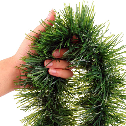 Green Garland Christmas Decorations,50Ft Xams Greenery Tinsel Stems Non-Lit Soft Twist Garland Decor for Tree Stairs Railing Front Door Mantle Fireplace Indoor Outdoor Holiday Home