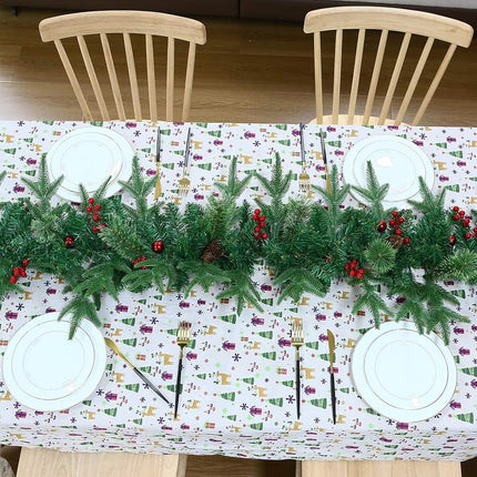 9 Ft Pre-Lit Christmas Decorations Garland with 50 Lights, Holiday PE Mixed Garland with Pine Cone Red Berry Christmas Ball Garlands for Indoor Home Holiday Year Xmas Decorations