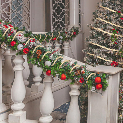 4 Pcs 72 ft Christmas Tree Wood Bead Garland Christmas Wooden Beads Garland Hanging Boho Christmas Decor Rustic Farmhouse Home Decor for Table Wall Holiday Mantel Ornaments (Regular)