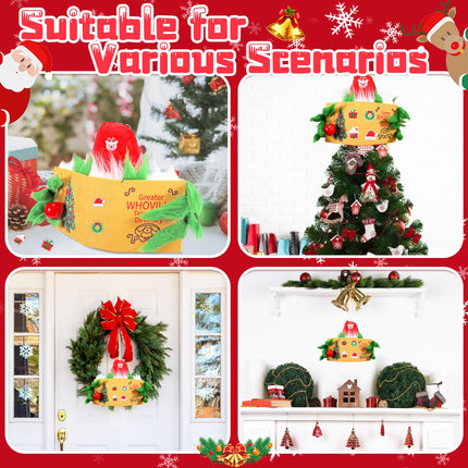 Christmas Tree Topper - 13.77 Inch Elf Christmas Decoration Behind Book with Magic Stickers, for Holiday Indoor Wreath Front Door Party Supplies
