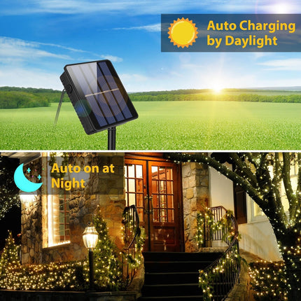 Mocalido 2 Pack Total 80FT Solar String Lights for Outside, 240 LED Outdoor String Lights Solar Powered, IP65 Waterproof Christmas Fairy Tree Light with 8 Modes, Warm White