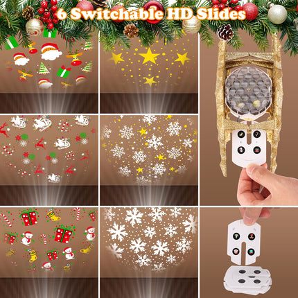 Christmas Tree Topper Lighted Star with Projector Light 6 HD Effects, 3D Glitter Gold Christmas Tree Star Topper Christmas Projector Lights Indoor for Home Xmas Christmas Tree Decorations