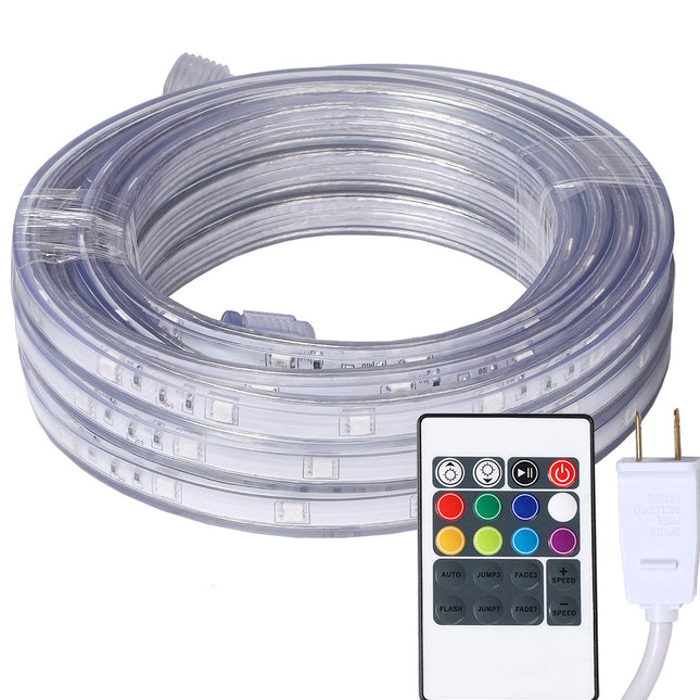 33ft Flat Flexible LED Rope Lights, Color Changing RGB Strip Light with Remote Control, 8 Colors Multiple Modes, Plug in Novelty Light, Connectable and Waterproof for Home Kitchen Indoor Outdoor Use…