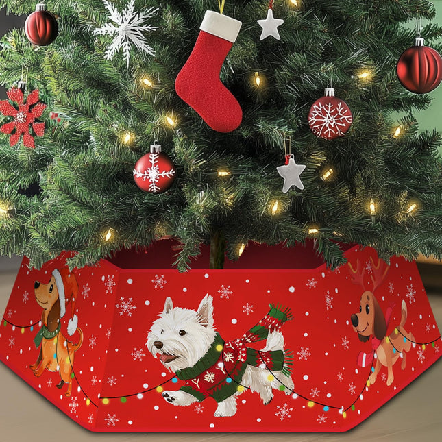 Christmas Tree Collar for Artificial Trees, Christmas Decoration for Dog Mom Dad, Fabric Hexagonal Base Tree Collar Skirt for Xmas Tree Decorations Holiday Party