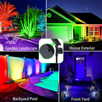 JSOT Solar Lights Outdoor Waterproof - Color Changing Solar Spot Lights Outside, Solar Powered Spotlight Landscape Lighting Halloween Spotlights for Tree Garden Yard Pathway Driveway House Christmas