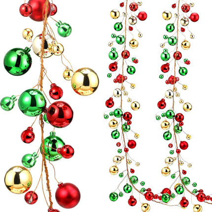 Syhood 9.8 Feet Christmas Ornament Ball Garland Ball Ornament Xmas Tree Balls Hanging Ball Baubles for Christmas Holiday Wedding Party Decoration (Red, Green, Golden)