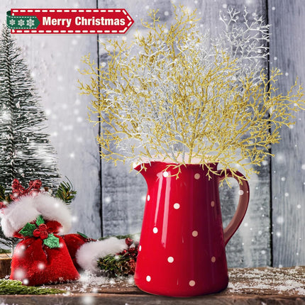 ZYP 30PCS Christmas Glitter Artificial Pine Needles Pine Tree Twig Picks,11.4'' Christmas Tree Picks and Sprays Gold Glitter Branches,Sliver Pine Needles for Embellishing Garland Wreath Decor
