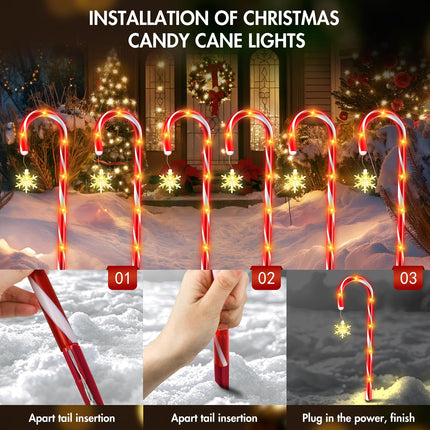 HELESIN 24Pack Candy Cane Christmas Lights Waterproof and Durable Candy Cane Lights Solar Candy Cane Lights Outdoor Yard, Patio, Garden Decorations