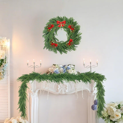 Norfolk Pine Garland, Realistic Christmas Garland, Dense Real Touch Norfolk Pine Garland Faux Cedar Garland Artificial Realistic Greenery Christmas Garland for Mantle Fireplace Table Wall