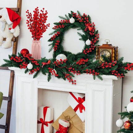 12 Pcs Christmas Berry Stems Berry Picks 20.5 Inch Artificial Christmas Picks Christmas Tree Picks and Sprays Holly Berries Branches for Christmas Decorations Festival Holiday (Red)