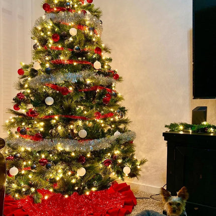 25ft Christmas Tinsel Garland, Christmas Tree Ornaments Home Party Classic Shiny Sparkly Ceiling Hanging Decorations,3.6 inch Wide Filaments Silver