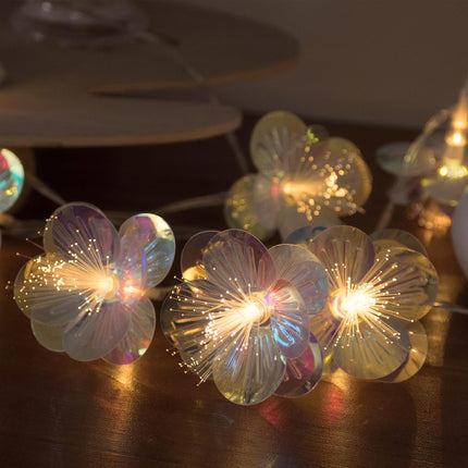 YOLIGHT Fiber Optic Flower String Lights Battery Operated with Timer, 6.5ft 10 LED Flower Garland Lights Fairy Lights for Room Table Wedding Christmas Easter Décor (Warm White)