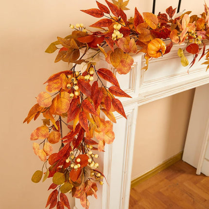 Thanksgiving Decorations - Clycaloor 13FT Fall Garland Maple Leaf, Artificial Autumn Hanging Vine Garland Thanksgiving Decor for Home Wedding Fireplace Party Christmas Halloween