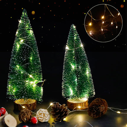 SUPREME XMAS Mini Christmas Tree, 4 Pcs Small Bottle Brush Christmas Tree with Lights for Table Top Christmas Decorations Tabletop Artificial Miniature Pine Trees Indoor Home Decor Holiday Party s