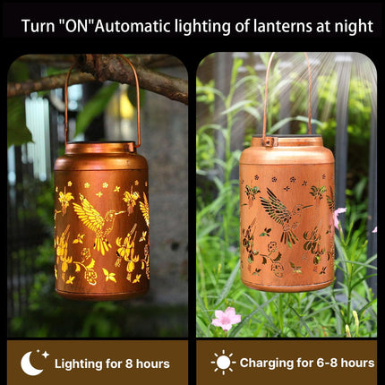 Hummingbird Solar Lanterns Outdoor Waterproof Hanging Solar Lights Metal Decor Lantern LED Light Christmas Decorative for Garden,Patio,Yard,Lawn,Backyard,Front,Porch as Holiday s for Women Mom