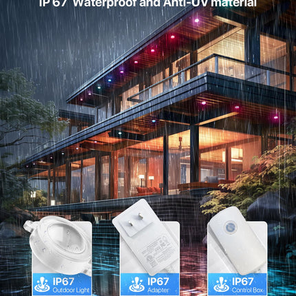 Permanent Outdoor Lights, 100ft with 80 LED Lights, Smart Permanent Outdoor Lights, APP/Voice/Remote IP67 Waterproof Permanent Outdoor Lights for House Work with Alexa, Google Assistant