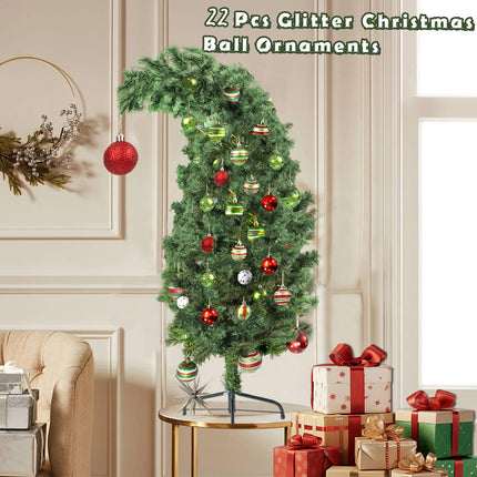Whimsical Christmas Tree – Artificial Green Christmas Tree for Indoor Use – Plastic Bent Tree with Metal Stand & Ball Ornaments- Xmas Holiday Decor for Home Office Living Room Tabletop, 3FT