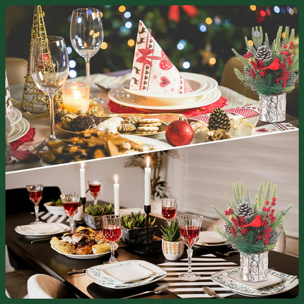 Cardinal Christmas Table Decorations, 13'' Cardinal Christmas Table Decor, Artificial Small Christmas Tree Centerpieces for Tables Christmas Year
