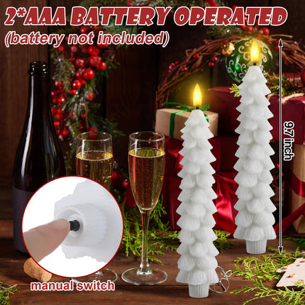 Funtery 6 Pcs Christmas Flameless Taper Candles with Remote Timer 9.7 Inch Real Wax Battery Operated Christmas Tree Candle Lights Candlesticks with 3D Flame for Home Windows Fireplace Decor (White)
