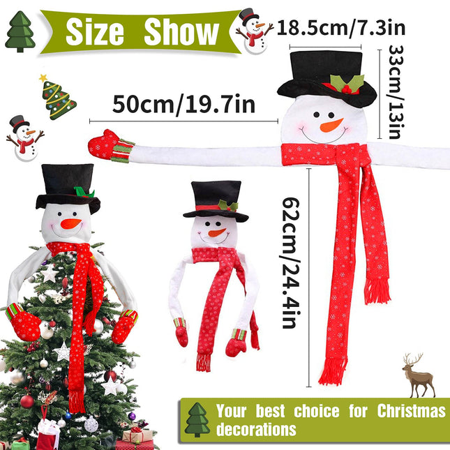 Bimkole Christmas Tree Topper Snowman Hugger Xmas Holiday Home Decoration with Large Hat Winter Wonderland Party Decoration Ornament Supplies