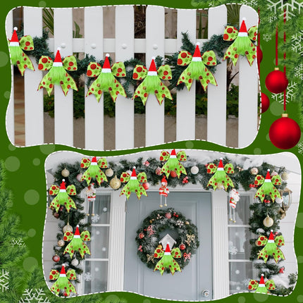 12 Pcs Red Green Christmas Bows Decoration 6 Inch Large Christmas Tree Wreath Bows with Santa Hat and Gnome Polka Dot Bows Ribbons Bows Glitter Bows for Xmas DIY Crafts Party Ornaments