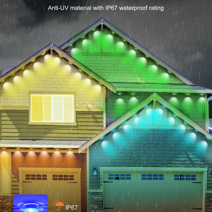 Nexillumi Permanent Outdoor Lights for House,100ft Smart RGBIC Outside Lights with 72 Scene Modes,IP67 Waterproof Eaves Lights for Christmas All Holiday Decorations,Work with Alexa,Google Assistant