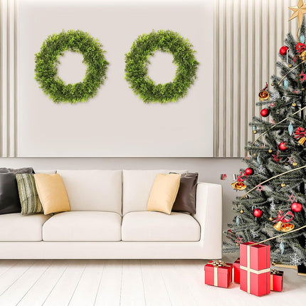 Boxwood Wreath Artificial Preserved Boxwood Wreath for Garden Front Door, The Green Boxwood Wreath Will Keep Your Door, Walls, and Windows Fresh All Year Round and is an Great Home Decor -22 INCH