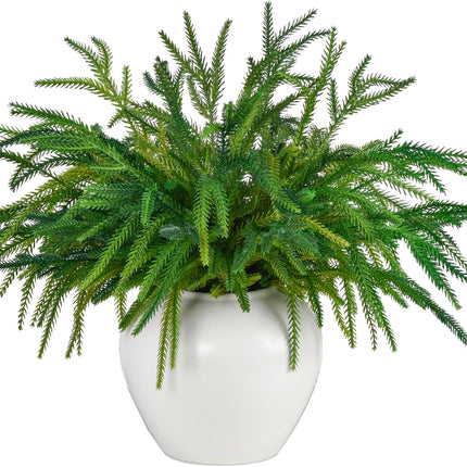 8Pcs Christmas Norfolk Pine Branches, 18 Inch Artificial Christmas Branches DIY Crafts Faux Christmas Norfolk Branches for Xmas Indoor Outdoor Home Decor