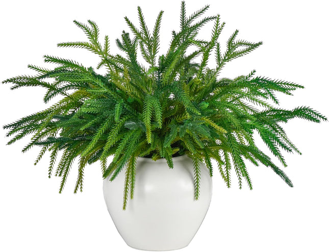 8Pcs Christmas Norfolk Pine Branches, 18 Inch Artificial Christmas Branches DIY Crafts Faux Christmas Norfolk Branches for Xmas Indoor Outdoor Home Decor