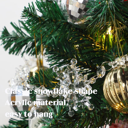 Lewtemi 32.8 Feet Christmas Acrylic Snowflake Garland Christmas Snowflake Ornament Hanging Christmas Snow Flake Streamers for Winter Birthday Party Decorations Supplies Xmas Tree (Clear)