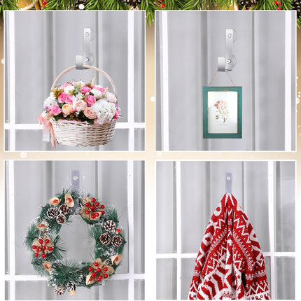 3 Pcs Christmas Suction Cup Hooks for Wreath Powerful Glass Door Hanger Heavy Duty Wreath Hanger Suction Hook for Window or Glass Door 10 Lbs Double Suction Cups, Iron