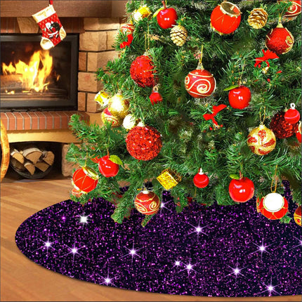 Purple Tree Skirt 46 Inches Sequin Christmas Tree Skirt Collar Velvet Xmas Tree Skirts Large Outdoor Tree Skirt Cover Metallic Tree Mat for 8FT Trees Glitter Tree Skirt Christmas Decorations