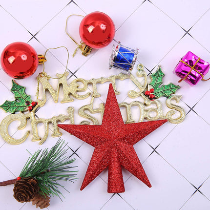 Aneco 4 Pieces 4 Inches Glitter Mini Christmas Tree Topper Mini Xmas Tree Topper Ornaments for Small Christmas Tree Decoration