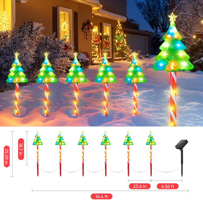 Outdoor Christmas Decorations, 6 Pack 25" Solar Christmas Lights Outdoor Waterproof, Solar Christmas Decorations Outdoor Pathway, Christmas Solar Lights Outdoor, Christmas Yard Decorations Outside