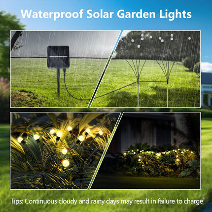 8 Modes Firefly Garden Lights Solar Outdoor - Waterproof Fairy Lights with 1200mAH Solar Panels - LED Swaying Crystal Globe for Yard Decorations, Christmas, Pathway, Patio - 4 Pack
