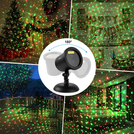 Christmas Laser Lights Projector Holiday Seasonal Lighting Show, as Seen on TV Xmas Static Red and Green Star Spread Out, for Celebration Performance Decorative Lights, Outdoor and Indoor