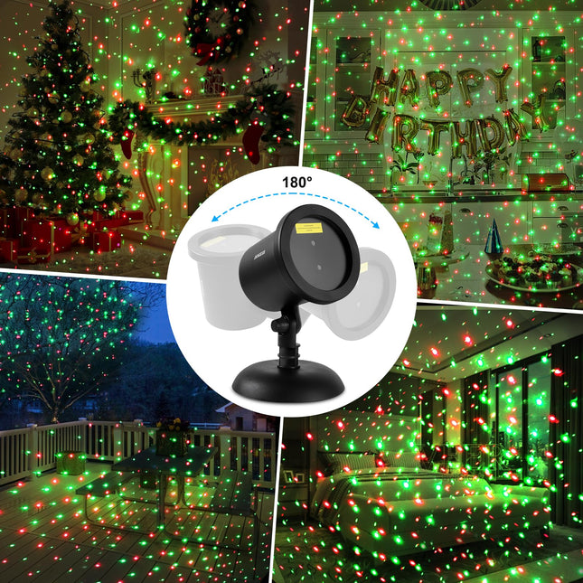 Christmas Laser Lights Projector Holiday Seasonal Lighting Show, as Seen on TV Xmas Static Red and Green Star Spread Out, for Celebration Performance Decorative Lights, Outdoor and Indoor