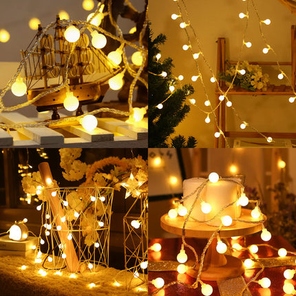 Globe String Lights, 59FT 100 Led Fairy Lights Plug In 8 Modes With Remote Control Waterproof Outdoor Indoor String Lights, Fairy Lights for Bedroom, Garden, Party, Wedding, Christmas Decor Warm White