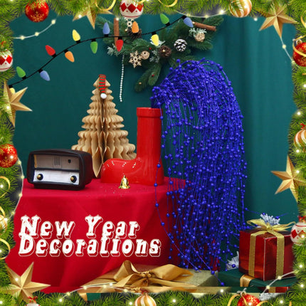 10 Pack 37" Long Artificial Glitter Berry Stem Decorative Branches Bead Sticks Fake Christmas Picks Royal Blue Ornaments for Christmas Tree Fireplace Holiday DIY Wreath Home Large Vase Decor