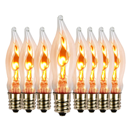 Flicker Flame Light Bulb 8 Packs for Hallowwen Christmas Decorative 3 Watt, 120V, E12 Flame Candelabra Light Bulbs