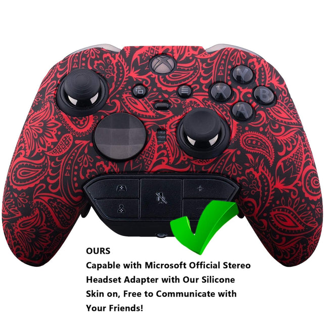 1 x Protective Customize Transfer Print Silicone Cover Skin Plants Red + 6 Thumb Grips Analog Caps for Xbox Elite Series 2 Controller