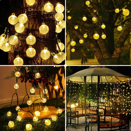 YIQU 2-Pack Solar String Lights Outdoor, Total 52FT 80 LED Crystal Globe Solar Lights Outdoor Waterproof with 8 Lighting Modes for Tree Garden Patio Balcony Party Wedding Decorations (Warm White)